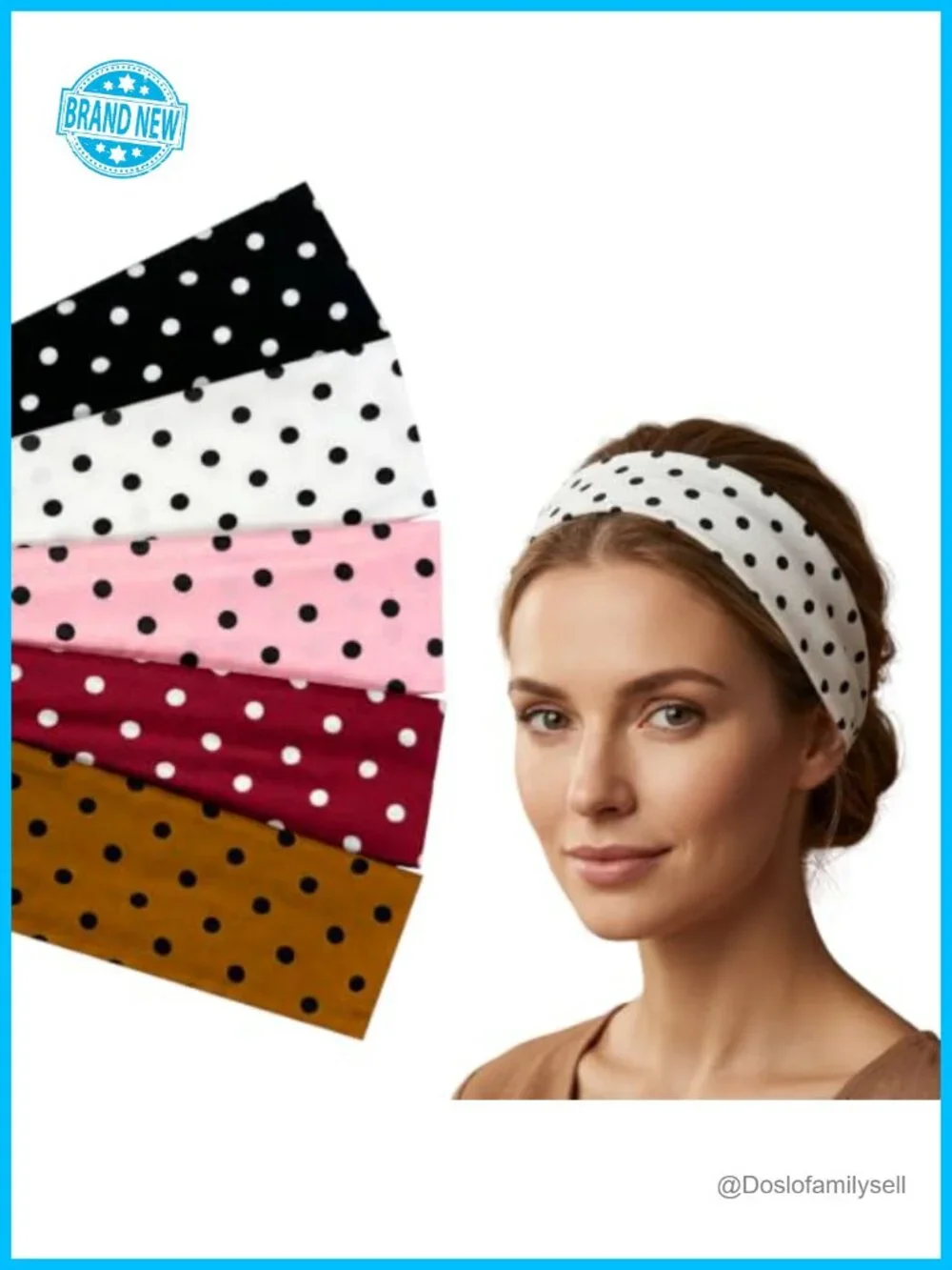 5Pcs Polka Dot Headbands for Workout & Yoga, Fashion Hair Accessories